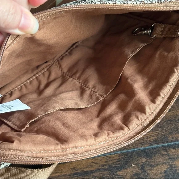 Lands’ End Quilted Paisley Crossbody Shoulder Bag Tan Brown Preloved - Picture 8 of 9